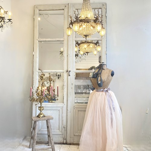 Pair Of Large Mirrored Antique Doors