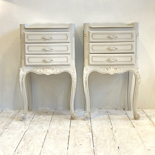 Pair Of Painted 3 Drawer Bedsides