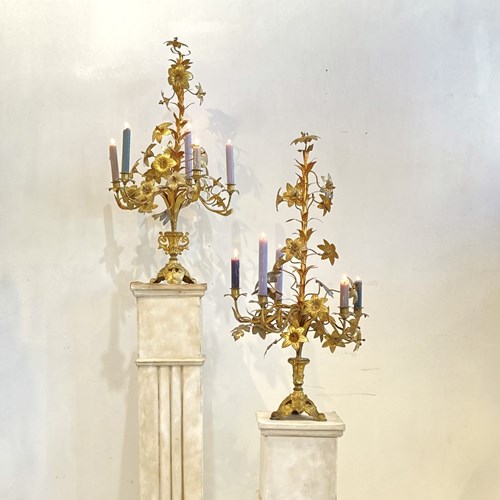 Pair Of Antique French Chapel Candelabra