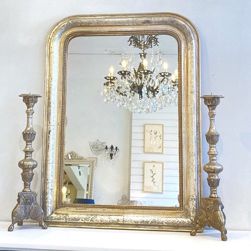 Large Antique Silver-Gilt Louis Philippe Mirror
