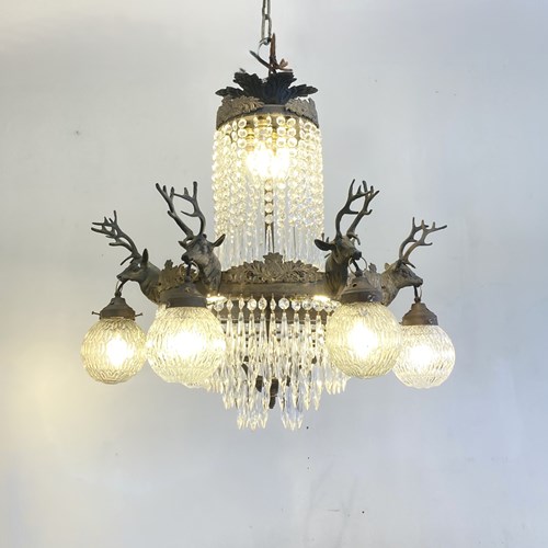 Antique Stag Head Chandelier