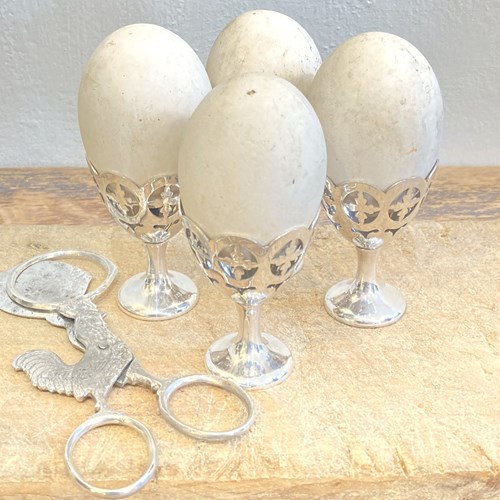 Vintage Silver Plated Egg Cups & Egg Topper