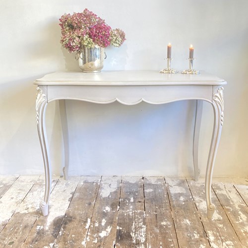 Painted French Writing Table With Drawer