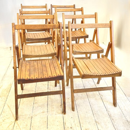 Midcentury Folding Beechwood Chairs