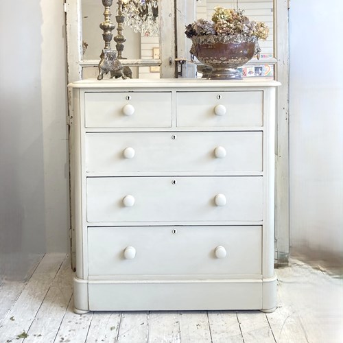 Large Painted Victorian Chest Of Drawers