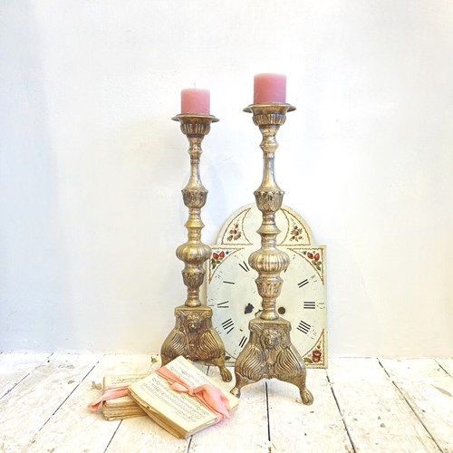Pair Of Large Chapel Candlesticks