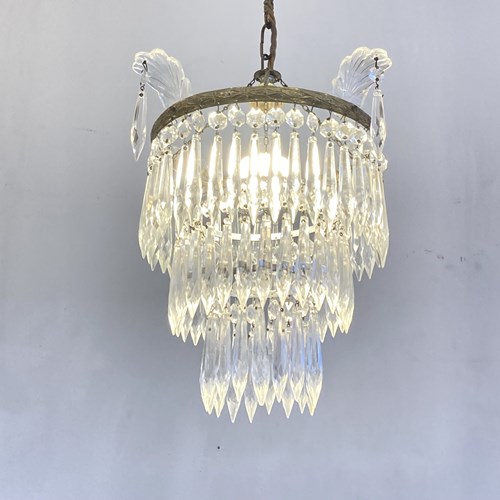 Vintage Multi-Tier Light With Glass Leaves