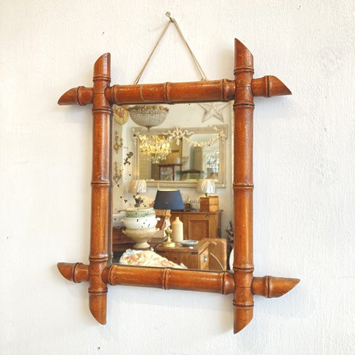 Old French Faux Bamboo Mirror A