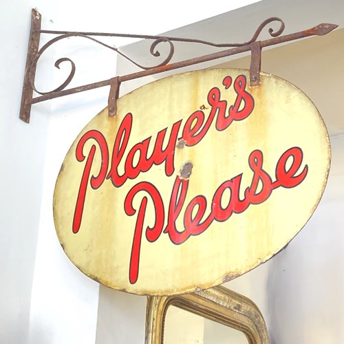 Vintage Double Sided Enamel Players Sign