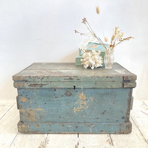 C19th Trunk With Original Paint