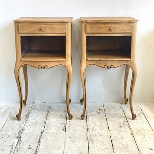 Pair Of Vintage French Oak Bedsides...