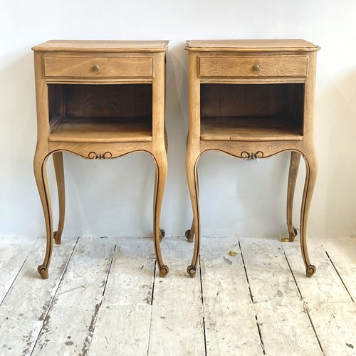 Pair Of Vintage French Oak Bedsides