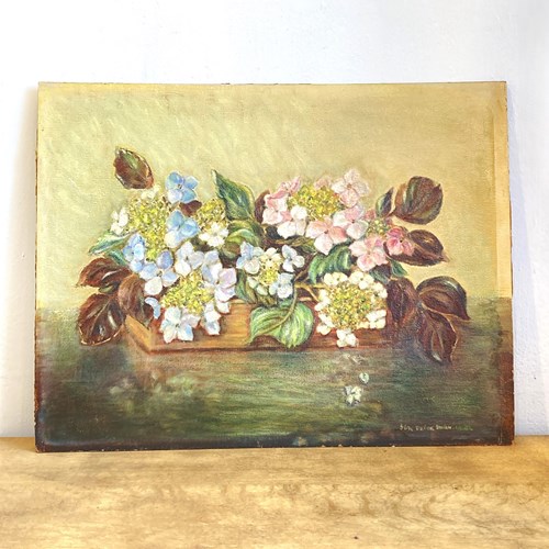 Vintage Floral Oil On Board