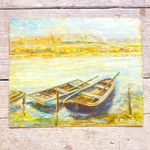 Oil On Card - Boats