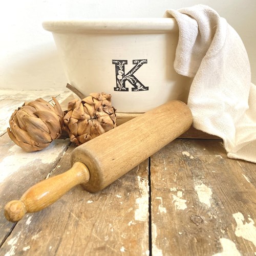 Large Victorian Stoneware 'K' For Kitchen Bowl