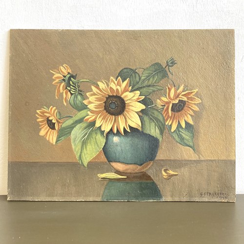 Sunflowers Oil On Board, 1942