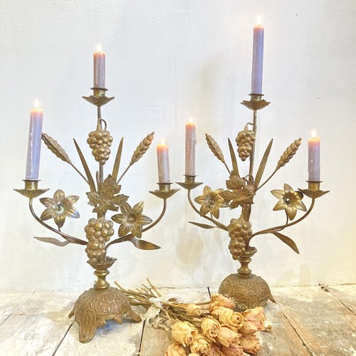 Pair Of Antique French Chapel Candelabra