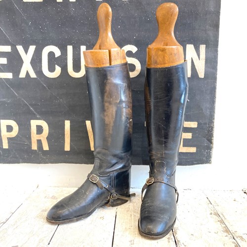 Vintage Riding Boots With Wooden Lasts