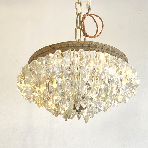 Antique Multi-Tier Chandelier With Iceberg Crystals