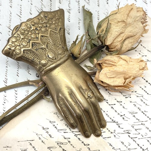 Old Brass Hand Paperclip