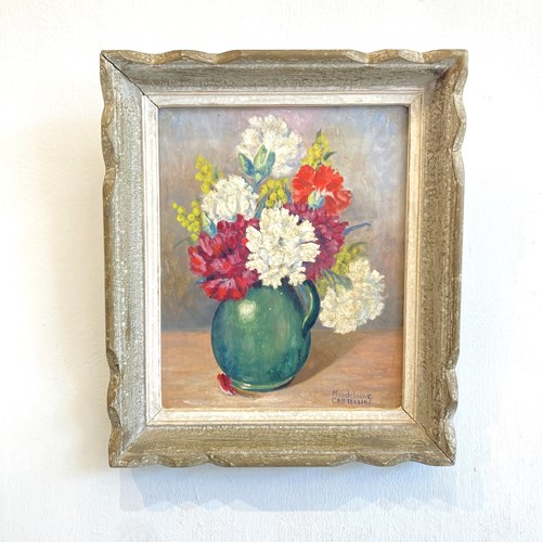 Vintage French Framed Floral Oil Painting
