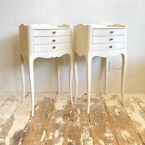 Pair Of Painted Vintage French Bedsides