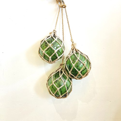 Set Of 3 Vintage Glass Fishing Floats