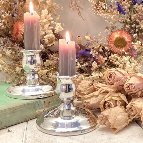 Pair Of Vintage Silver Plated Candlesticks B