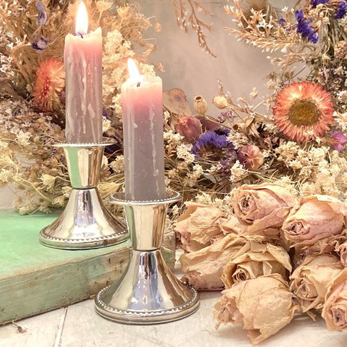 Pair Of Vintage Silver Plated Candlesticks A