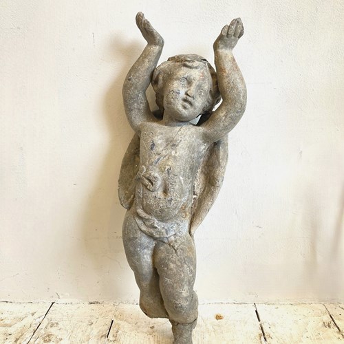 C19th Lead Cherub Or Putti