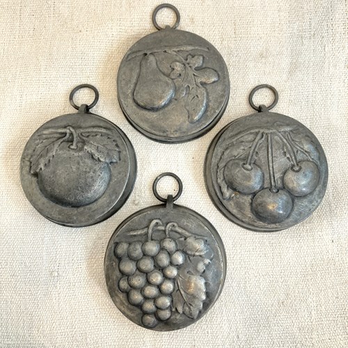 Set Of 4 Antique Pewter Moulds