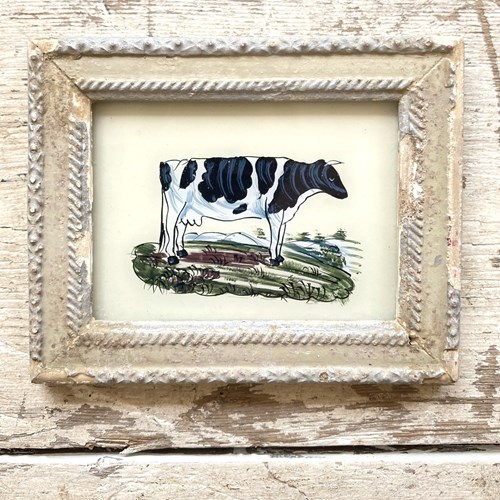 Indian Glass Painting Of A Cow