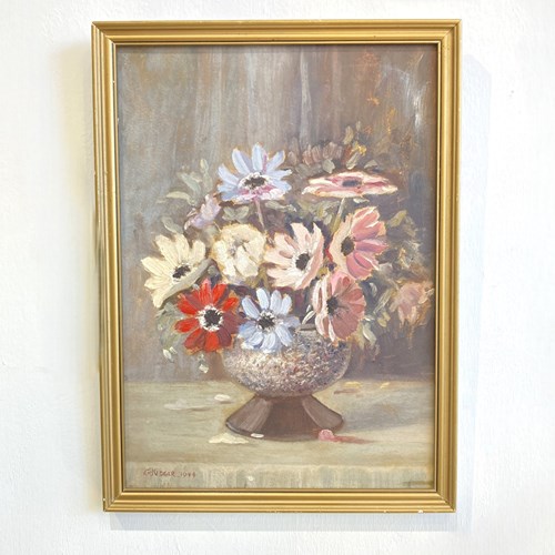 Vintage Framed Oil On Board - 1944