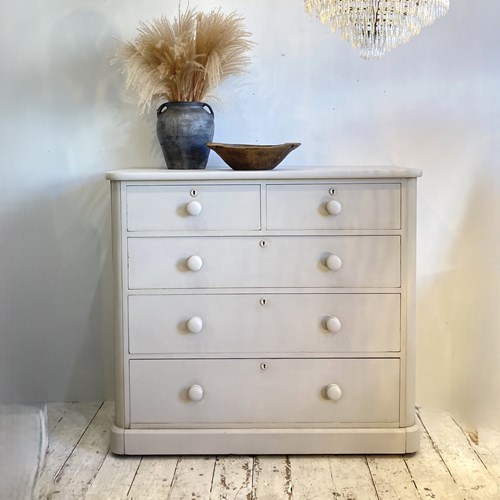 Large Painted Victorian Chest Of Drawers