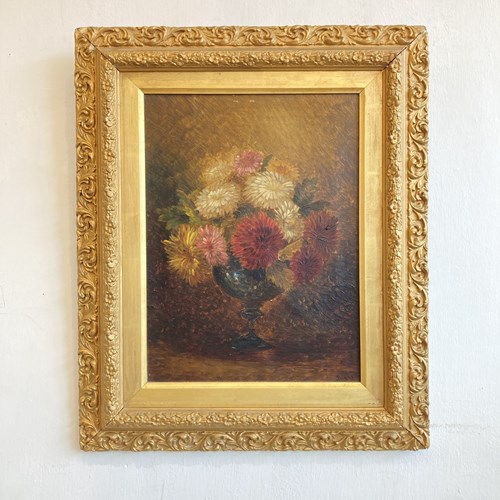 C19th Framed Floral Oil On Canvas