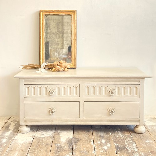 Painted Vintage Low Chest Of Drawers