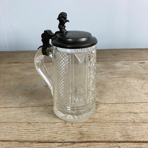 C18th Cut glass and Pewter Tankard