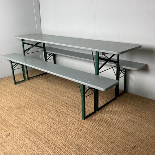 Folding German Beer Table with matching benches