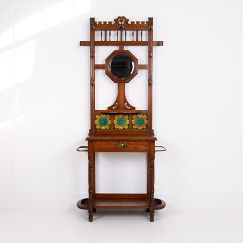 Delightful Golden Victorian Oak Hallstand 1900