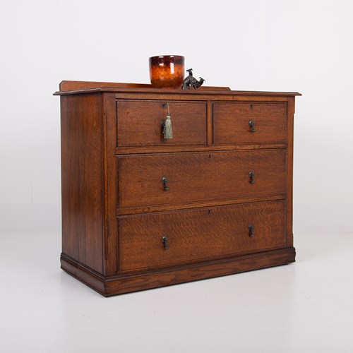 A Late Victorian English Oak Of Drawers C1900
