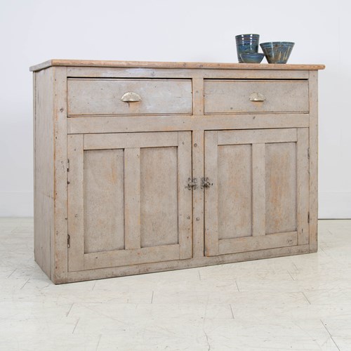 Early C20th Kitchen Cupboard With Drawers Original Paint