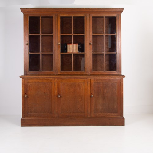 Tremendous Golden Oak Glazed School Cabinet C1920