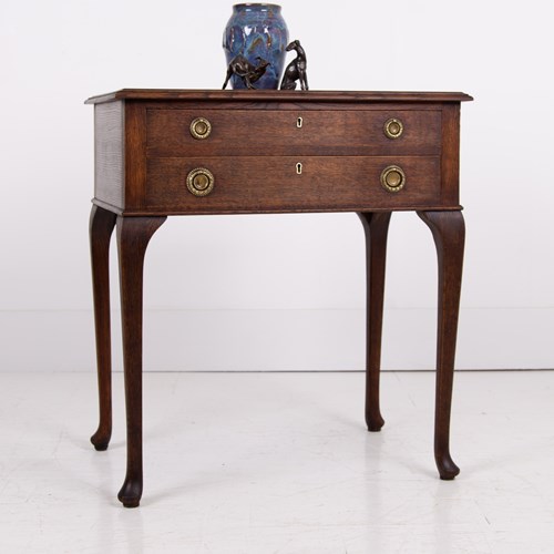 Lovely Oak Two Drawer Side Table C1920