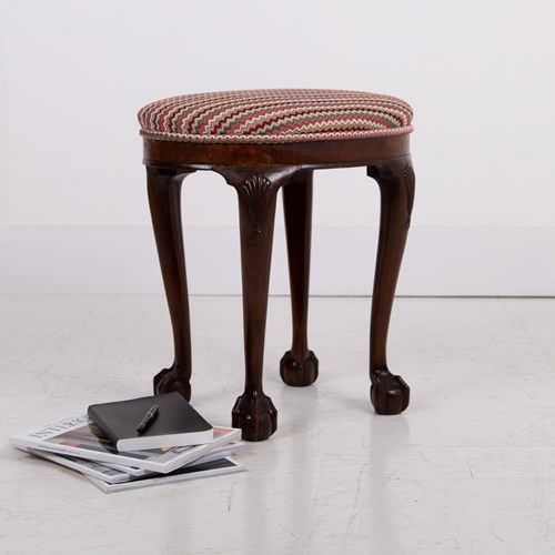 A Most Attractive English Oval Ball And Claw Stool C1920