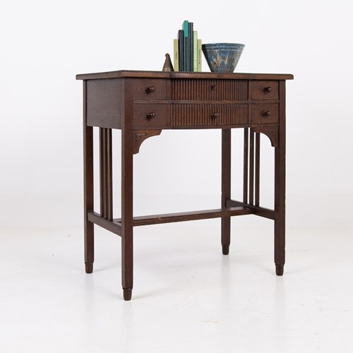 Oak Modernist Art Deco 6 Drawer Oak Table C1930