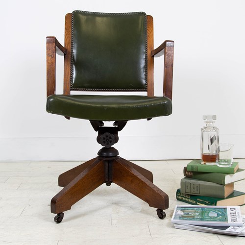 1930S Oak Swivel Desk Chair By Simpoles Of Manchester