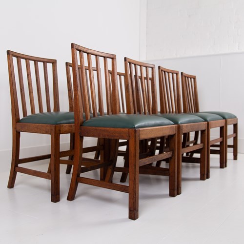 8 Gordon Russell Arts & Crafts Golden Oak Chairs 1930S