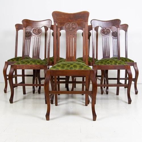 8 Oak Highback Dining Chairs C1910