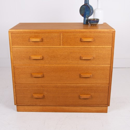 Mid Century Light Oak Chest Of Drawers C1960