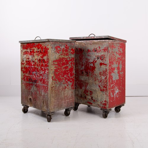 Vintage Fire Bin On Wheels Richard Arkwright Masson Mills X2